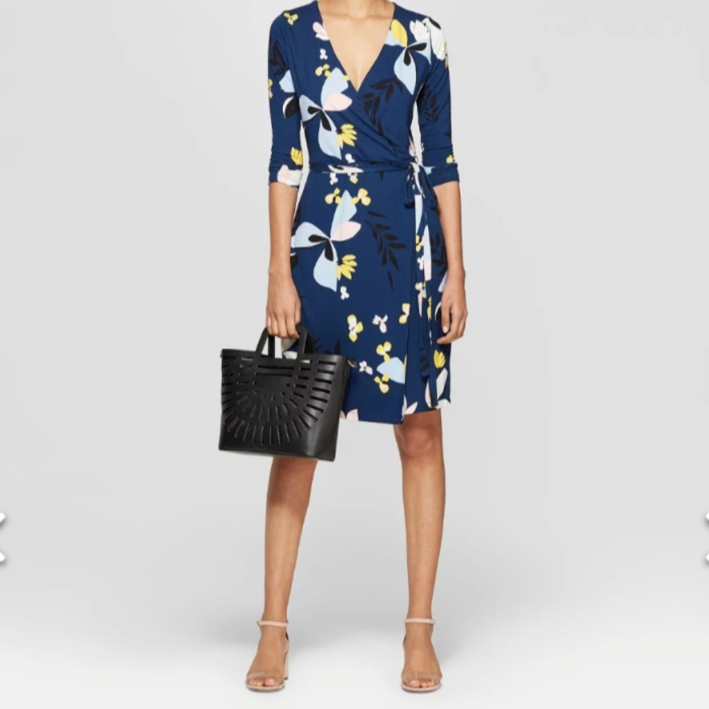 A new day faux-wrap midi dress